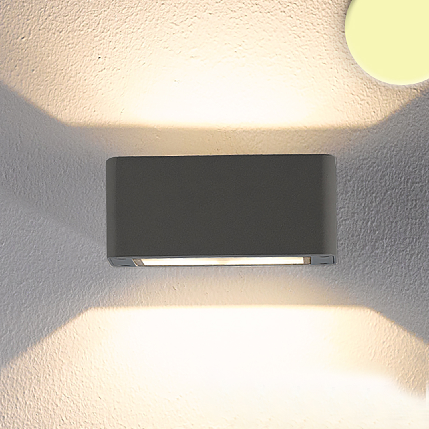 Applique LED direct/indirect 4x3W CREE, IP54, anthracite, blanc chaud