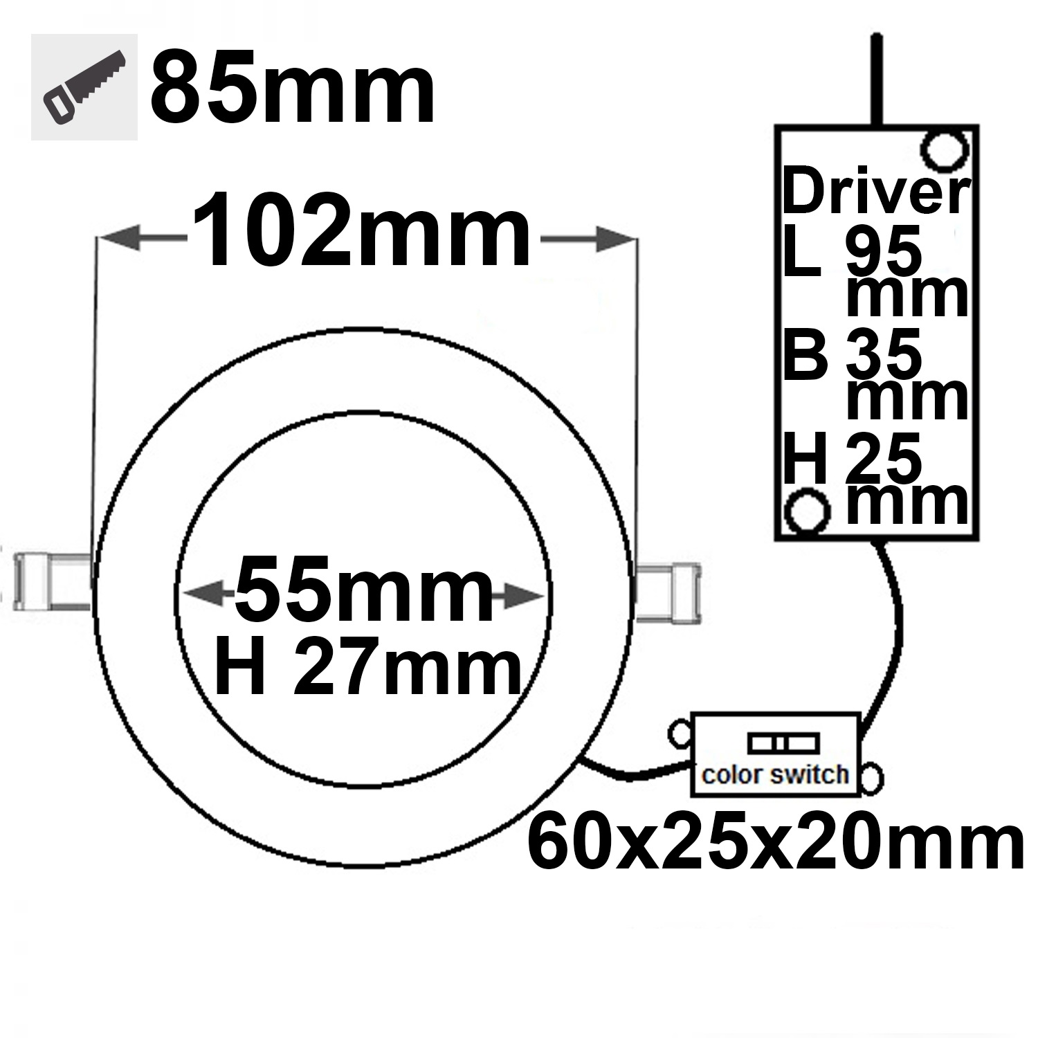 DL LED gam ultra-plat, 8W, colorswitch 2600/3100/4000K, dimmable – Image 4