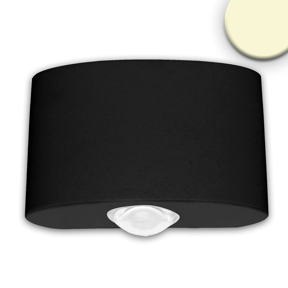 Applique LED direct/indirect 2*2W CREE, IP54, noir sable, blanc chaud