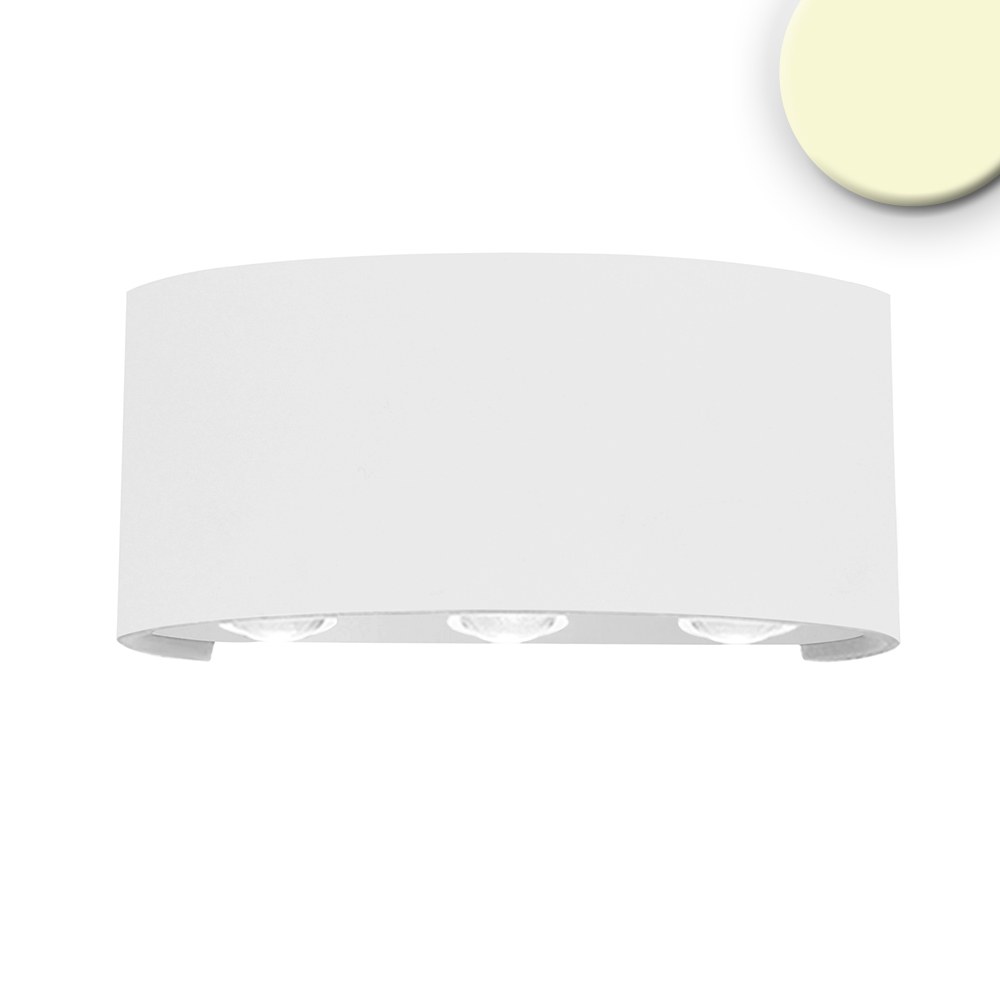 Applique LED direct/indirect 6*1W CREE, IP54, blanc sable, blanc chaud