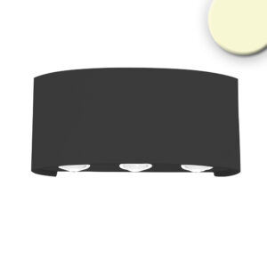 Applique LED direct/indirect 6*1W CREE, IP54, noir sable, blanc chaud