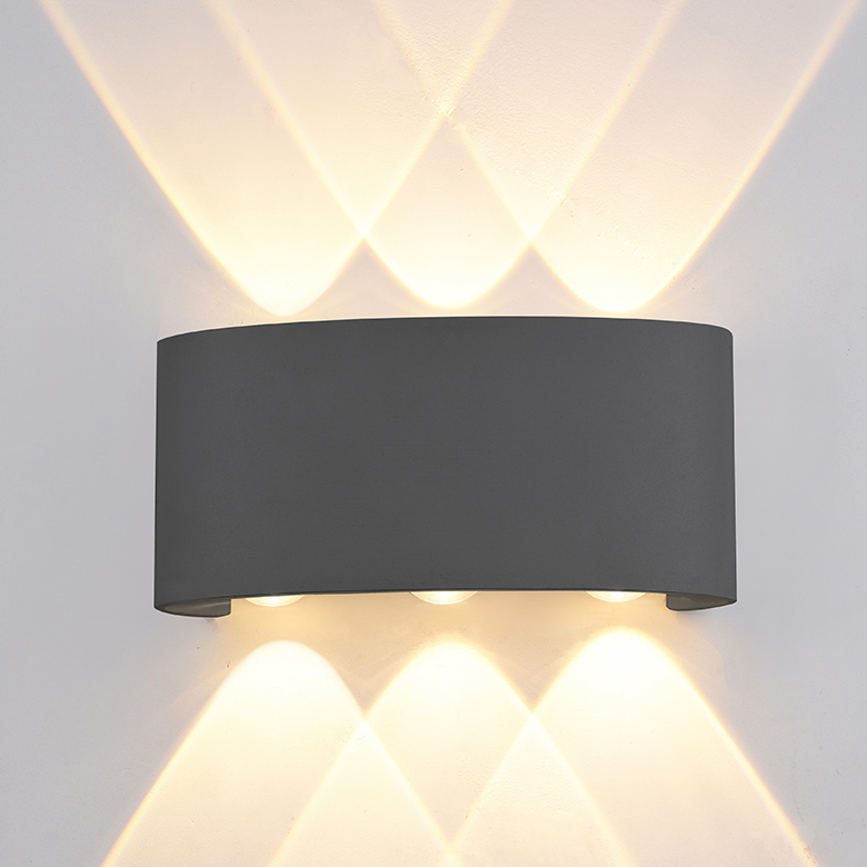 Applique LED direct/indirect 6*1W CREE, IP54, noir sable, blanc chaud – Image 2