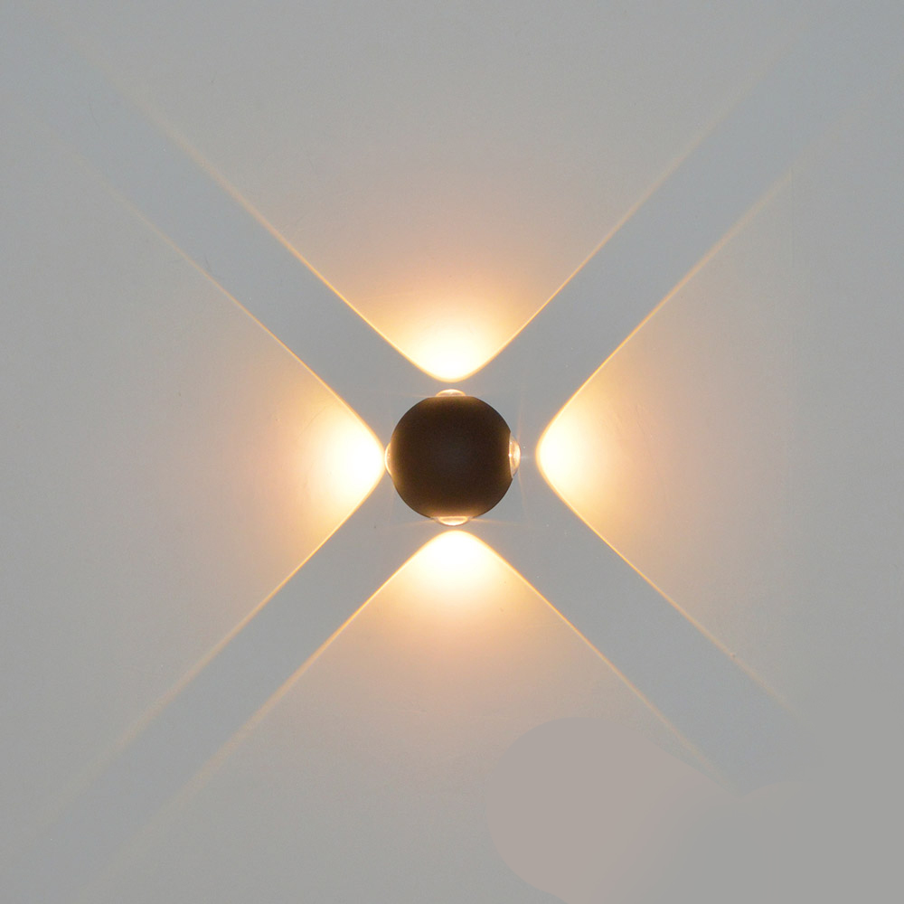 Applique LED direct/indirect 4*1W CREE, IP54, blanc sable, blanc chaud – Image 2