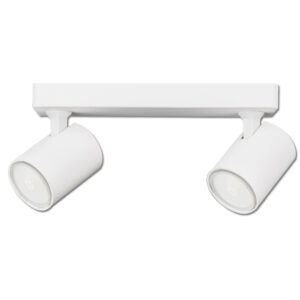 Plafonnier de 2 projecteurs LED orientable, corps blanc mat, IP20, pour recevoir des sources GU10