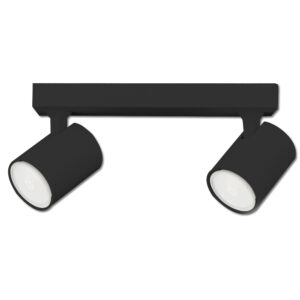 Plafonnier de 2 projecteurs LED orientable, corps noir mat, IP20, pour recevoir des sources GU10