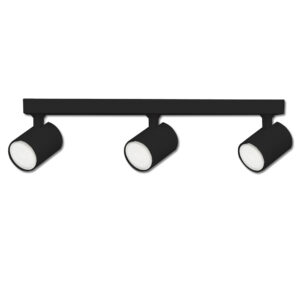 Plafonnier de 3 projecteurs LED orientable, corps noir mat, IP20, pour recevoir des sources GU10