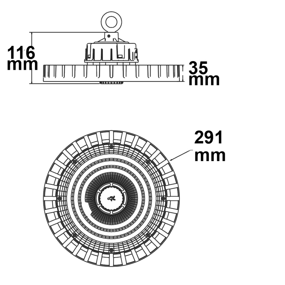 Luminaire pour halls LED MS 150 W, IP65 blanc froid, 90°, dimmable en 1-10 V – Image 2