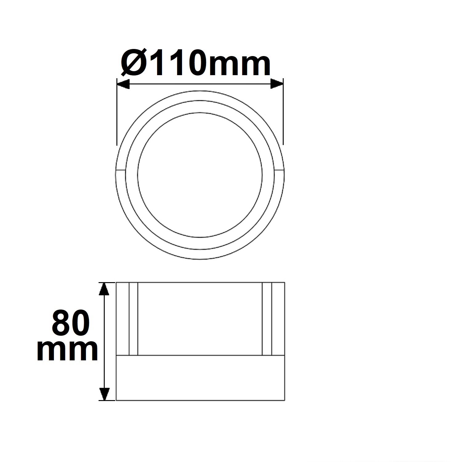 Luminaire mural LED rond, IP54, 6 W, noir sable, blanc chaud – Image 2