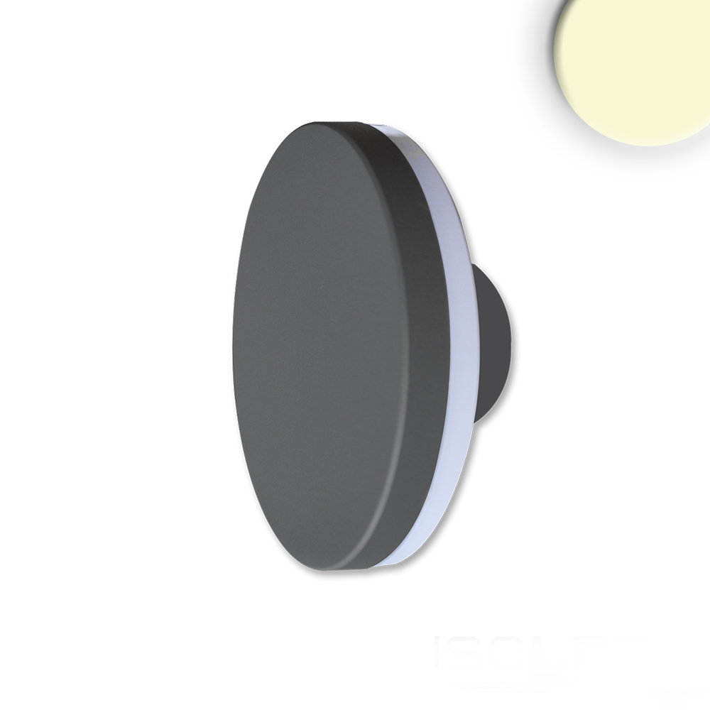 Luminaire mural LED rond, IP54, 12 W, noir sable, blanc chaud