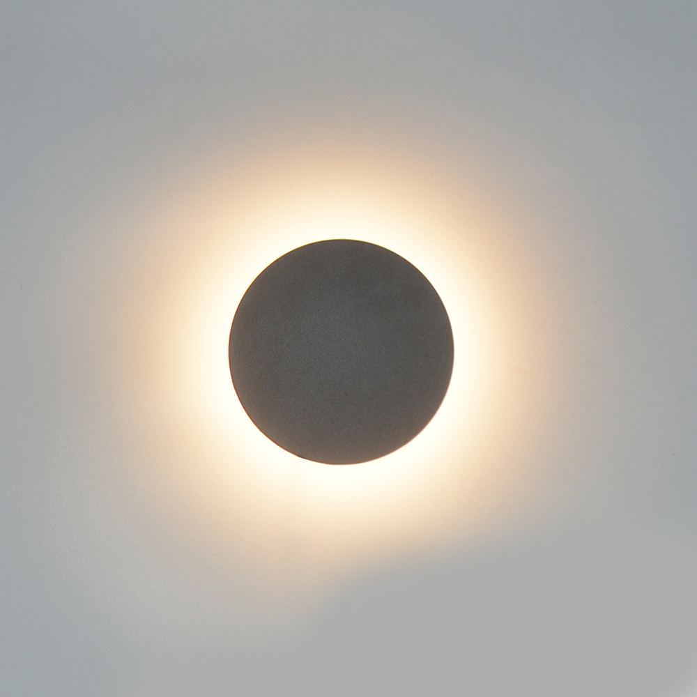 Luminaire mural LED rond, IP54, 12 W, noir sable, blanc chaud – Image 2