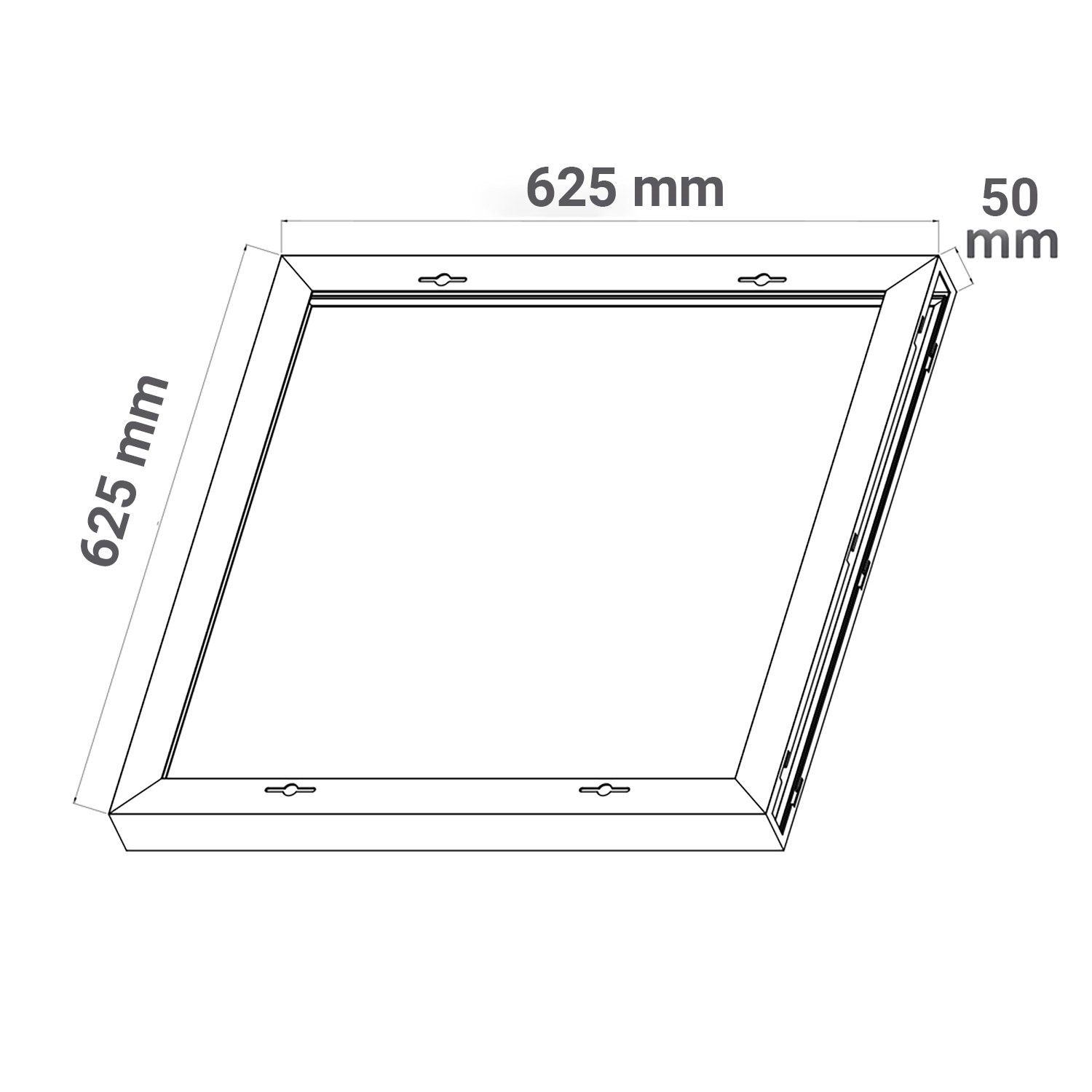 Cadre pour montage en surface blanc RAL 9016 pour panneau LED 625x625 – Image 3