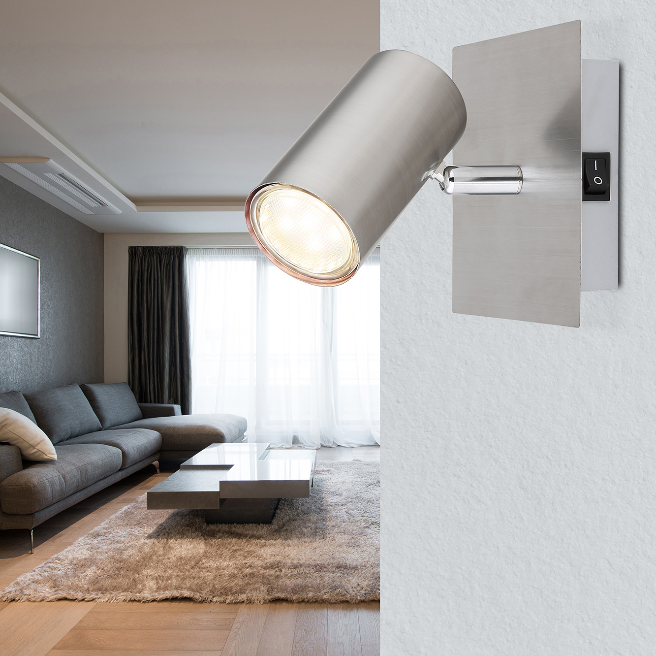 Applique nickel mat, avec interrupteur, 1xdouilleGU10, sans ampoules – Image 2