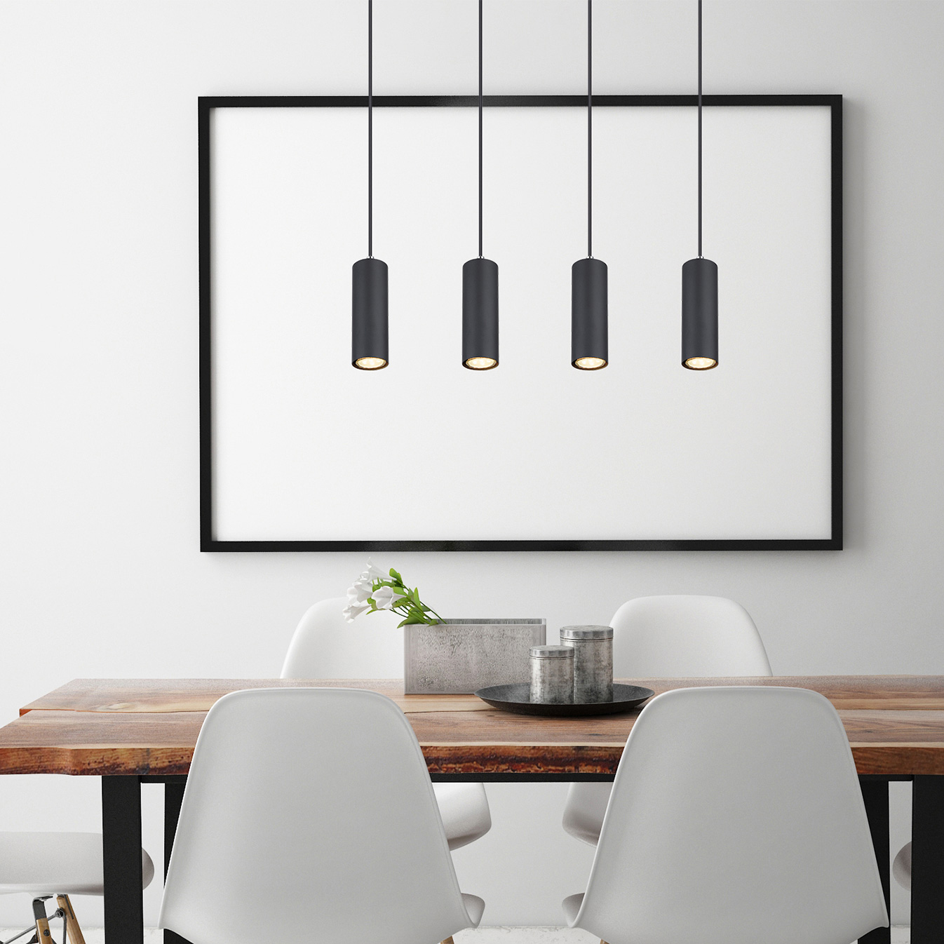 Luminaire suspendu noir mat, 4xGU10 douilles, sans ampoules – Image 2