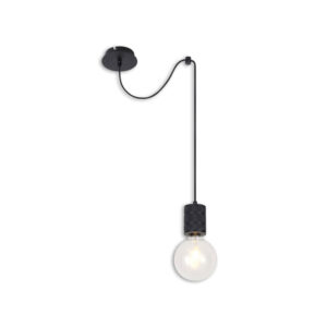 Luminaire suspendu métal noir, 120cm câble, 1xE27 douille, sans ampoules