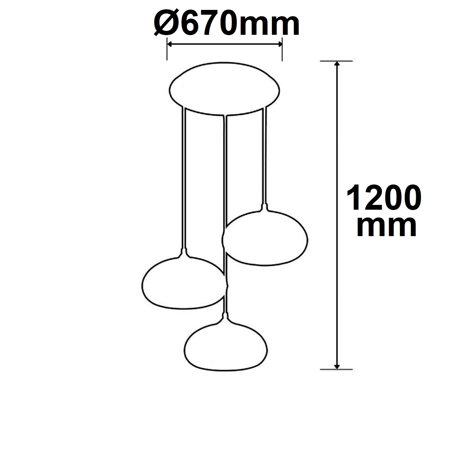 Luminaire suspendu métal noir, ovale, verre chromé, 3xE27 douilles, sans ampoules – Image 2