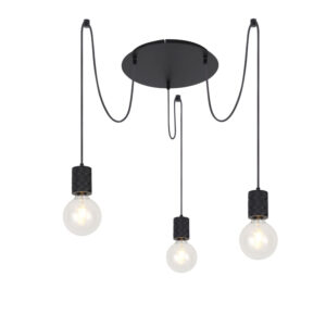 Suspension LED ronde noir mat, 3xE27 douille, sans ampoules