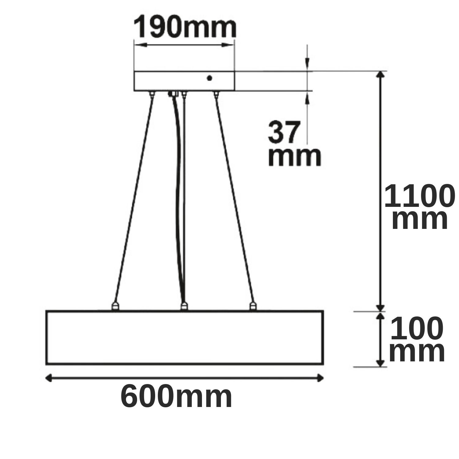 Luminaire suspendu LED, DM 60cm, noir, 52W, ColorSwitch 3000|3500|4000K, dimmable – Image 2