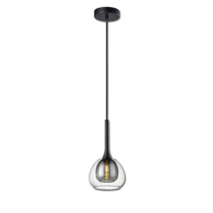 Suspension LED, verre clair/noir, E14, 300cm
