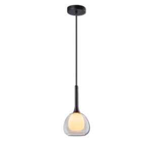 Suspension LED, verre clair/blanc, E14, 300cm