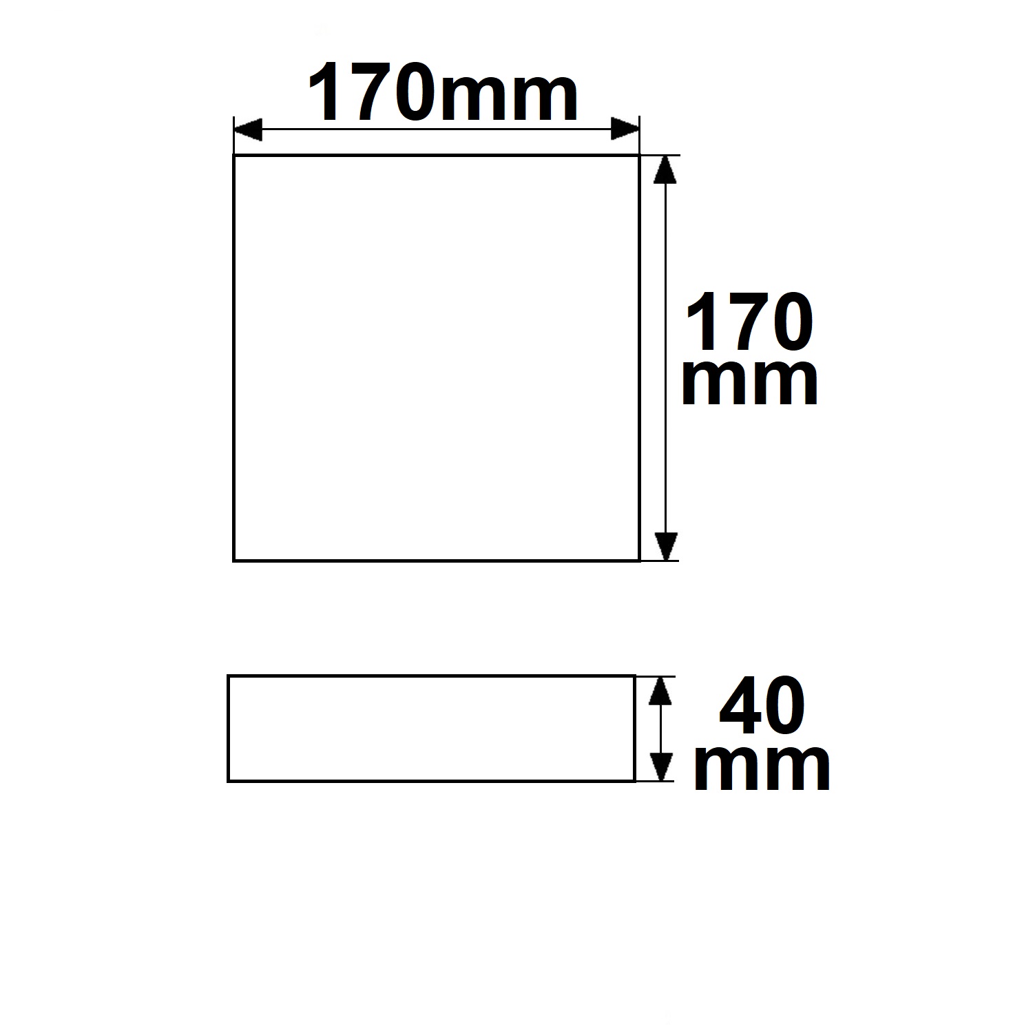 Plafonnier LED PRO noir, 15W, carré, 170mm, ColorSwitch 2700|3000|4000K,dimmable – Image 2