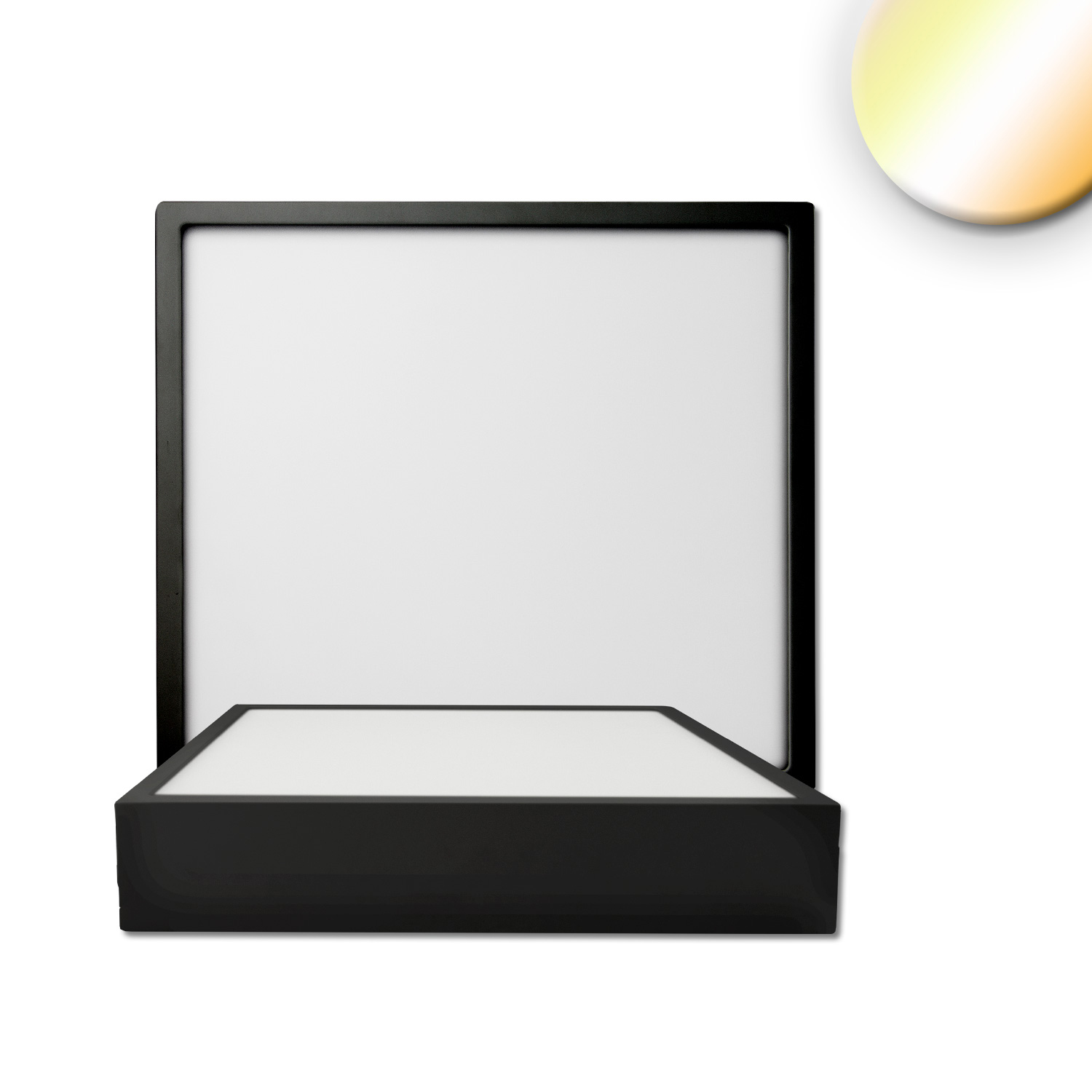 Plafonnier LED PRO noir, 15W, carré, 170mm, ColorSwitch 2700|3000|4000K,dimmable