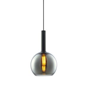 Luminaire pendentif, black round verre, E27, 25cm, 50-300cm