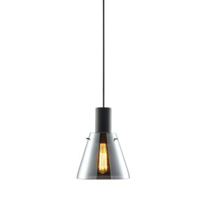 Luminaire pendentif, black concave verre, E27, 20cm, 50-300cm