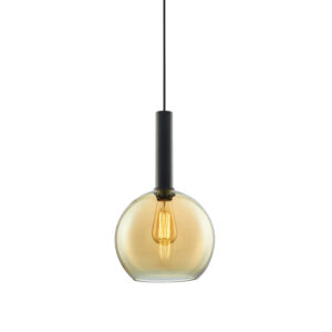 Luminaire pendentif, amber round verre, E27, 25cm, 50-300cm
