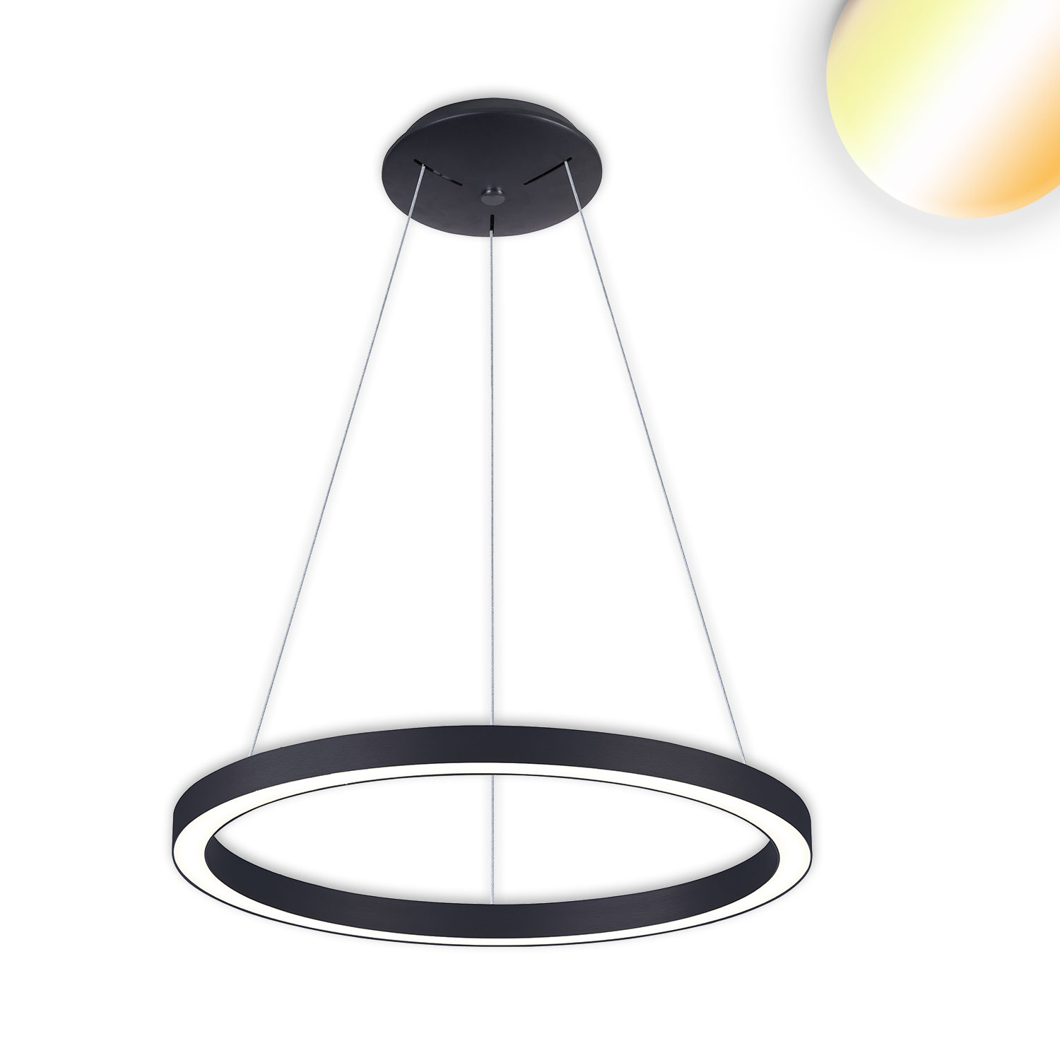 Luminaire suspendue LED Circle 580 noir, 48W, rond, ColorSwitch 3000|3500|4000K, dimmable