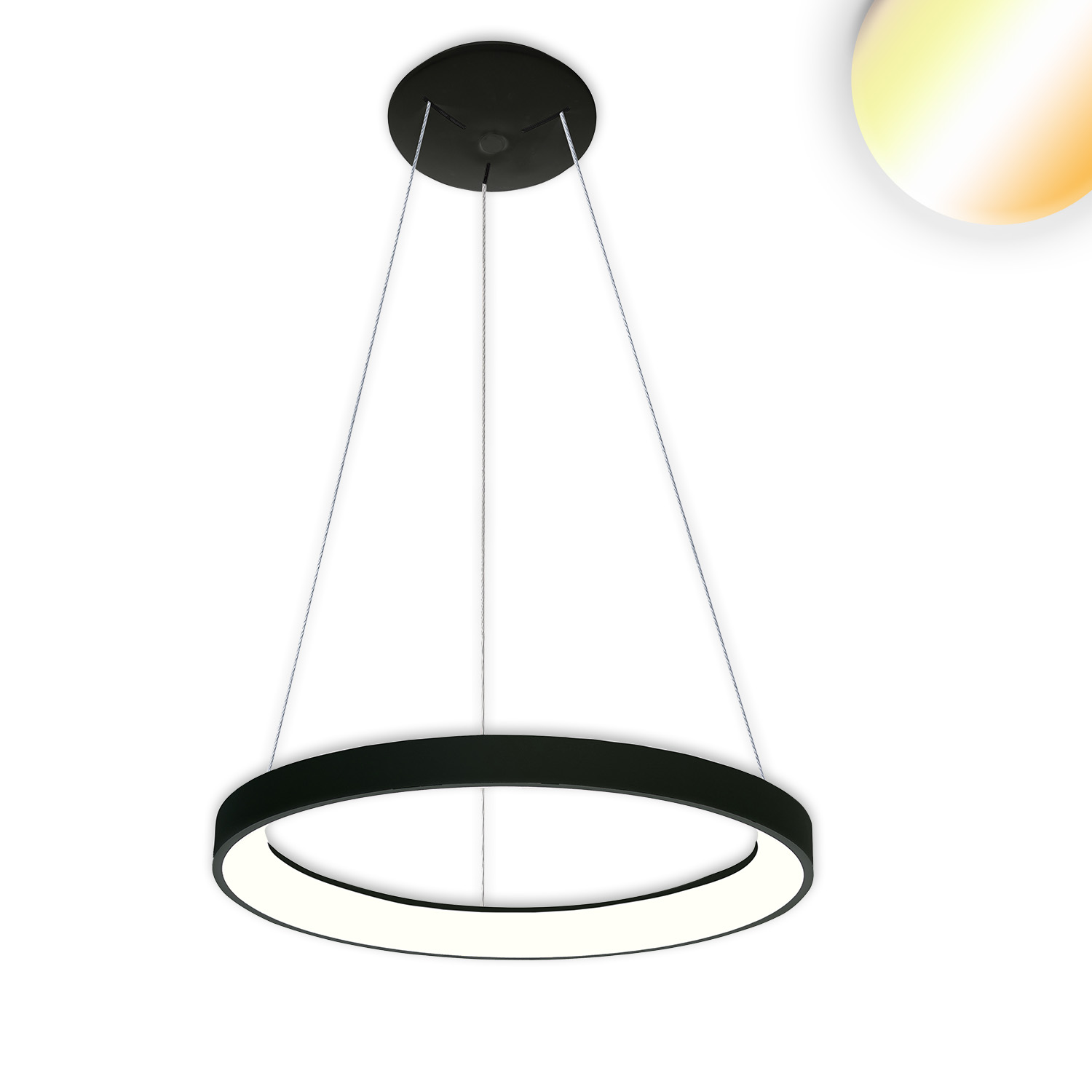 Luminaire suspendue LED Orbit 480, noir, 38W, rond, ColorSwitch 3000|3500|4000K, dimmable