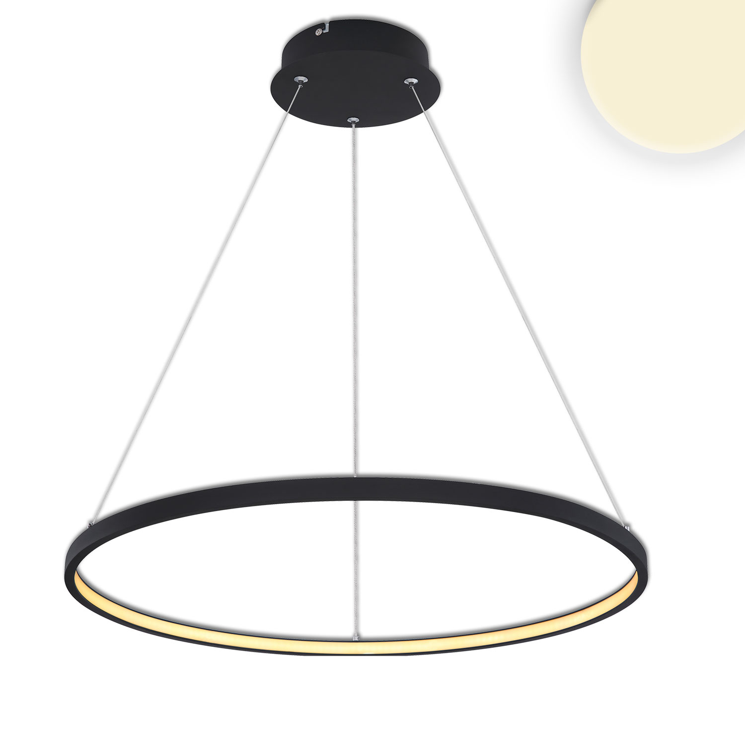 Luminaire suspendue LED Ring 29W, noir, blanc chaud