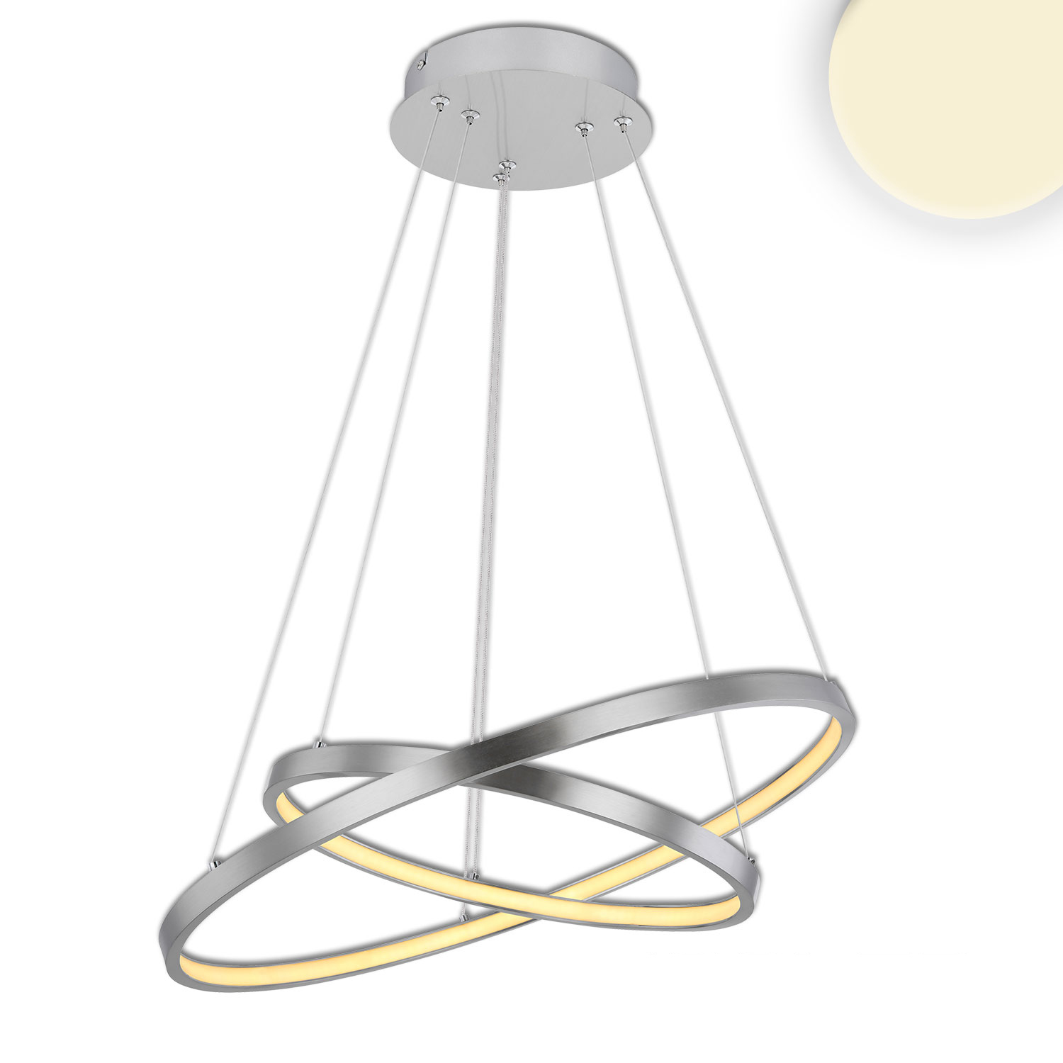 Luminaire suspendue LED Ring 18W+23W, argent, blanc chaud