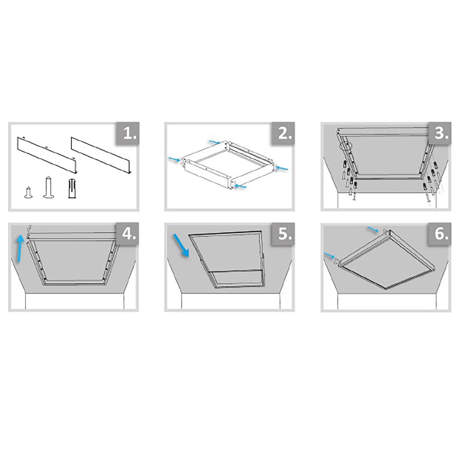Cadre pour montage en surface blanc RAL 9016 pour panneau LED 300x1200 – Image 2