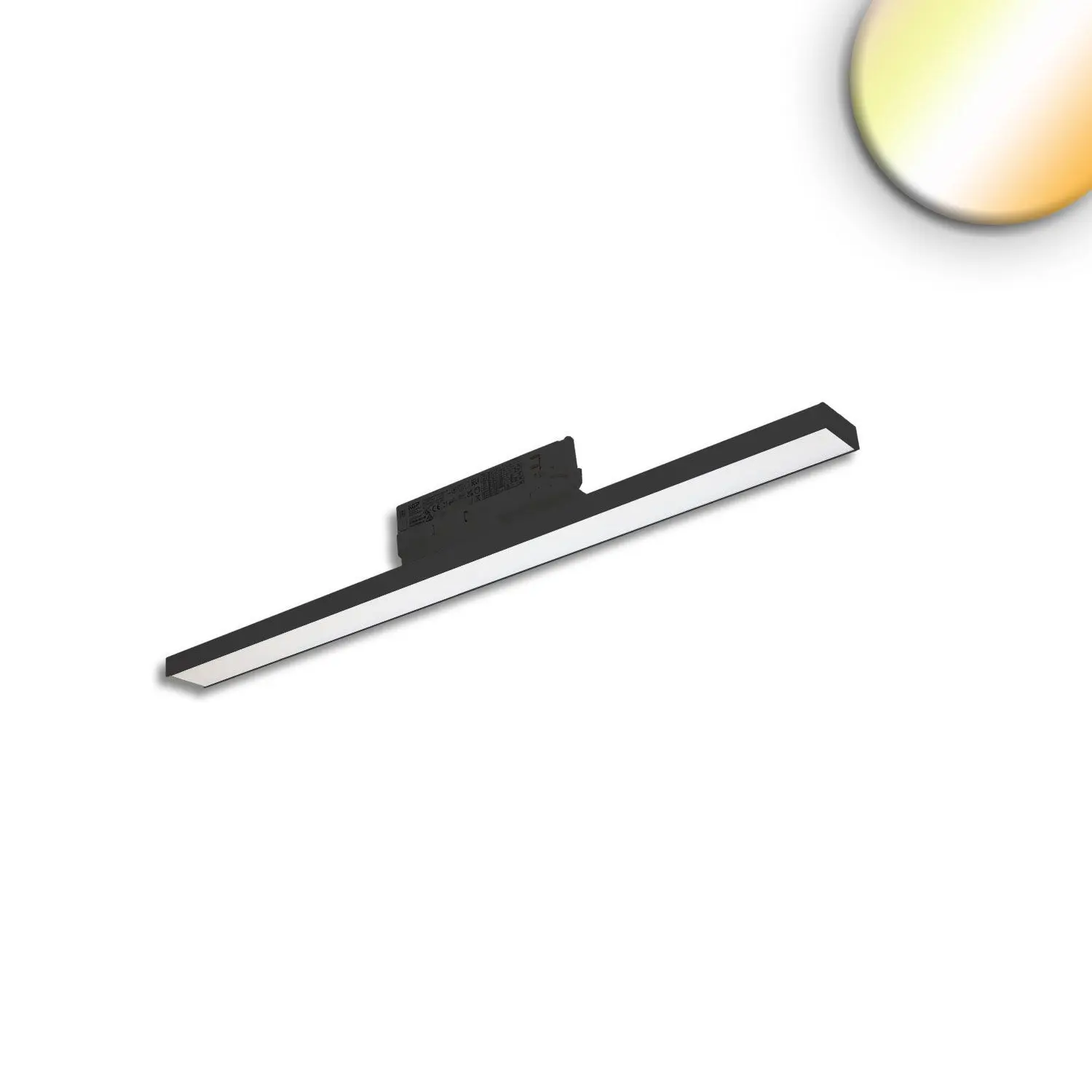 Luminaire linéaire prismatique sur rail triphasé 60cm, 32W, 3000|3500|4000K noir