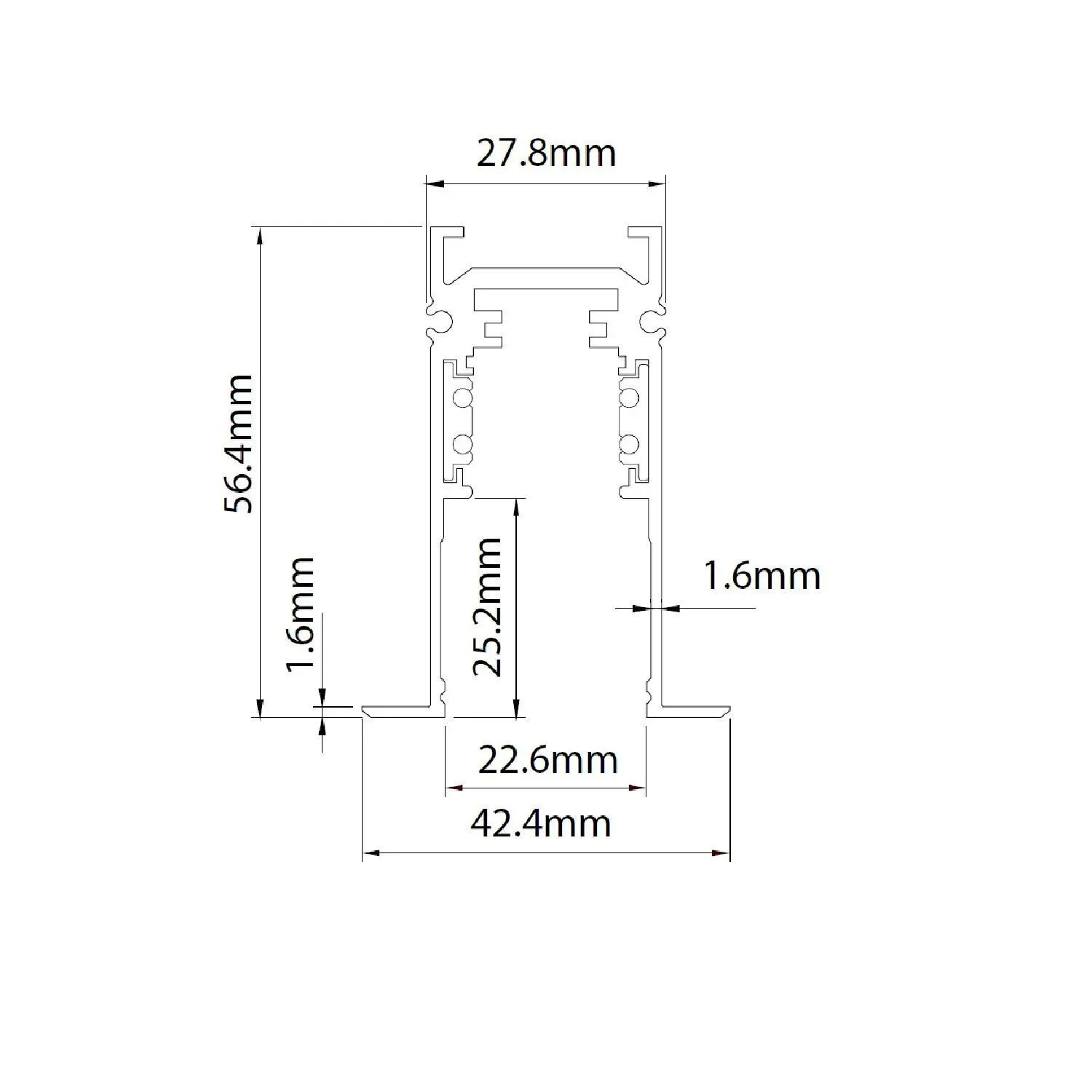 Skip to the beginning of the images gallery Track48 rail encastré, noir, 200cm, 4 pôles, incl. embouts de finition et diffuseur de protection